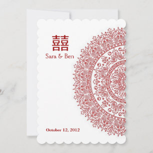 Invitation Porcelaine rouge chinoise mariage double bonheur