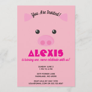 Invitation porcin rose de photo de fête