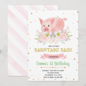 Invitation porcine d'anniversaire de ferme de (Devant / Derrière)