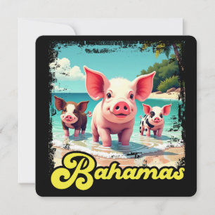 Invitation Porcs nageurs des Bahamas - Aventure à la plage de