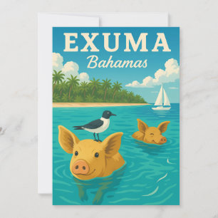 Invitation Porcs qui nagent aux Bahamas Plage tropicale Exuma