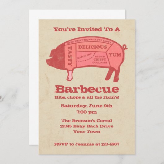 Invitation Porkaholic Custom Barbecue (Devant / Derrière)
