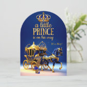 Invitation Port d'or bleu Prince Baby shower (Debout devant)