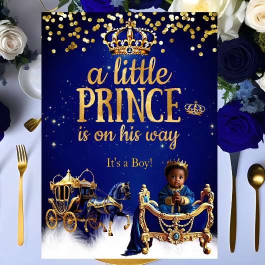Invitation Port d'or bleu Prince Baby shower
