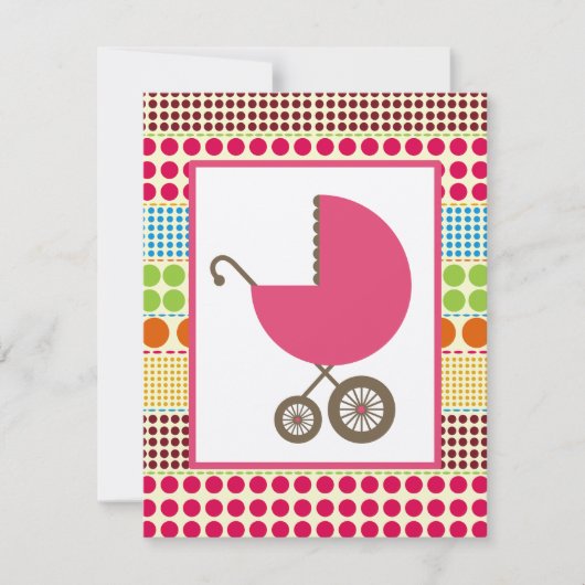 Invitation Porte-Baby shower rose et points Boho (Devant)