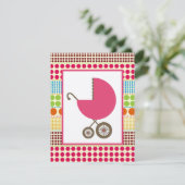 Invitation Porte-Baby shower rose et points Boho (Debout devant)