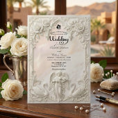 Invitation Porte baroque rococo ornée et mariage au chérubin