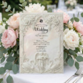 Invitation Porte baroque rococo ornée et mariage au chérubin