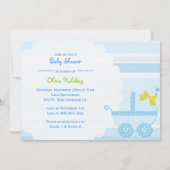 Invitation Porte-bébé "C'est un garçon" Baby shower bleu (Dos)