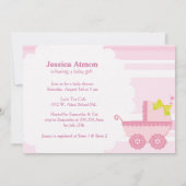 Invitation Porte-bébé C'est une fille ! Baby shower rose (Dos)