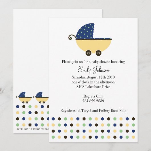 Invitation Porte-bébé du garçon (Devant / Derrière)