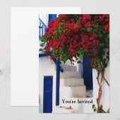 Invitation Porte Bleue Grecque - Mykonos, Grèce invite (Devant / Derrière)