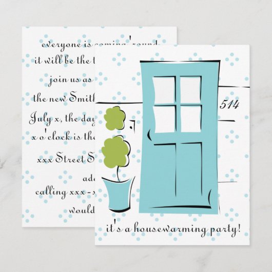 Invitation Porte Bleue Oeuf de Robin (Devant / Derrière)