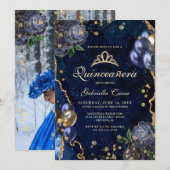 Invitation Porte Bleue Photo Quinceanera (Devant / Derrière)
