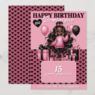 Invitation Porte-carte cadeau d'anniversaire élégant pour fem