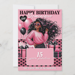 Invitation Porte-carte cadeau d'anniversaire pour adolescente
