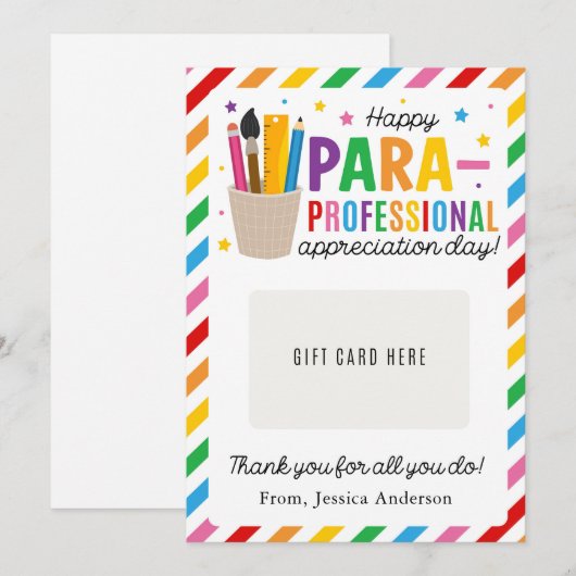 Invitation Porte-carte-cadeau pour la Journée d'appréciation (Devant / Derrière)
