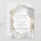 Invitation Porte d'agate blanc, or et gris RSVP (Devant)