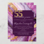 Invitation Porte de 55e anniversaire espagnole Sophisticated (Devant / Derrière)