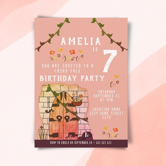 Invitation Porte de Conte de Fées Fille Anniversaire Fête