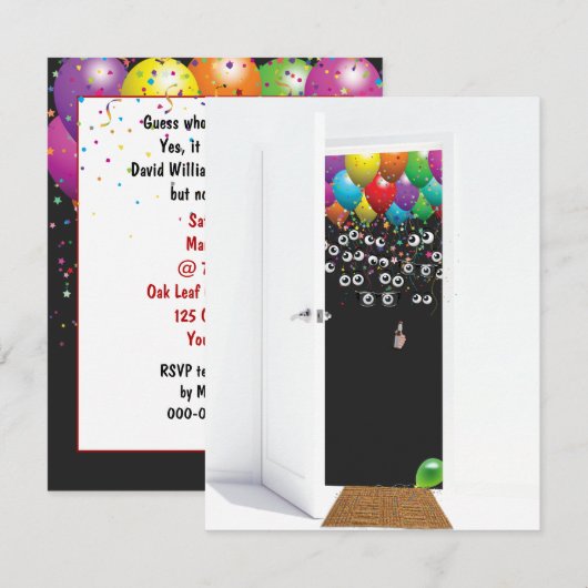 Invitation Porte de fête surprise pour 60 ans  (Devant / Derrière)