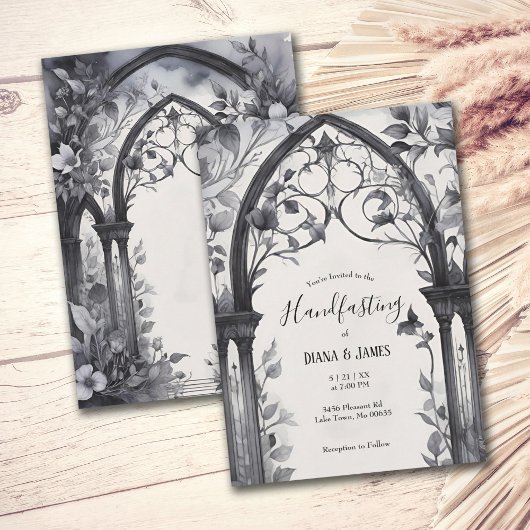 Invitation Porte de jardin fleuri gothique Pagan Handfasting