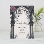 Invitation Porte de jardin fleuri rose gothique Pagan (Debout devant)