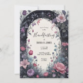 Invitation Porte de jardin fleuri rose gothique Pagan (Devant)
