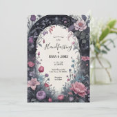 Invitation Porte de jardin fleuri rose gothique Pagan (Debout devant)