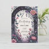 Invitation Porte de jardin fleuri rose gothique Pagan (Debout devant)