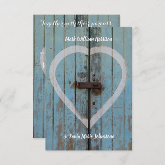 Invitation Porte de la grange rustique (Devant / Derrière)