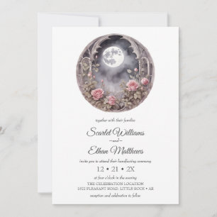 Invitation Porte de lune de Boho foncé Jardin rose rose rose