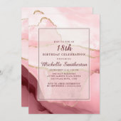 Invitation Porte de marbre rose bordeaux or 18e anniversaire (Devant / Derrière)