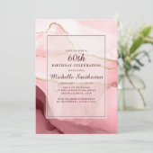 Invitation Porte de marbre rose bordeaux or 60e anniversaire (Debout devant)