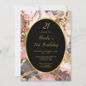 Invitation Porte de marbre rose, gris et or (Devant)