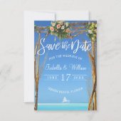 Invitation Porte de mariage estival floral de plage Enregistr (Devant)