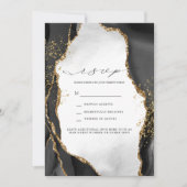 Invitation Porte de mariée noire, or et gris Mist RSVP (Devant)