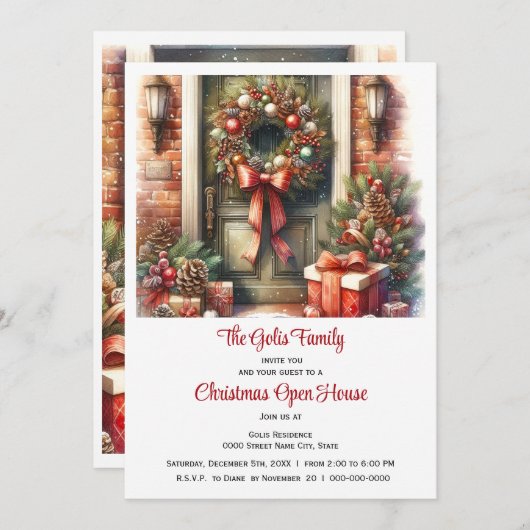 Invitation Porte de Noël Festive (Devant / Derrière)