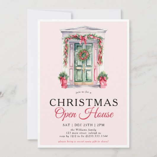 Invitation Porte de Noël moderne Open House Party (Devant)