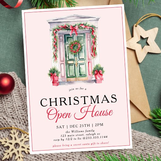 Invitation Porte de Noël moderne Open House Party