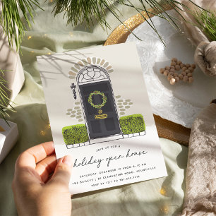Invitation Porte de Noël noire   Holiday Open House