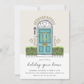 Invitation Porte de Noël sarcelle | Maison ouverte pour les F (Devant)