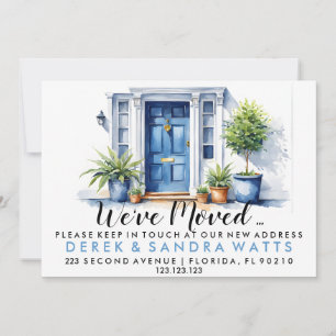 Invitation Porte d'entrée bleue Changement d'adresse, maison 