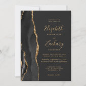 Invitation Porte d'or noir moderne photo Mariage foncé (Devant)