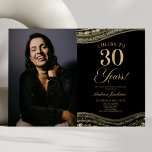 Invitation Porte d'or noir photo 30e fête d'anniversaire<br><div class="desc">C'est une élégante Porte d'Or Noir Photo personnalisée 30e Anniversaire Fête Invitation!</div>