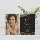 Invitation Porte d'or noir photo 60e fête d'anniversaire (Debout devant)