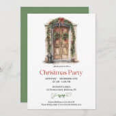 Invitation Porte en bois rustique avec décoration festive arc (Devant / Derrière)