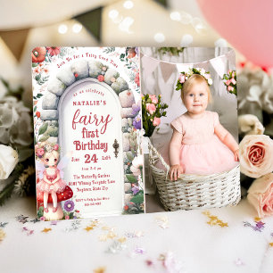 Invitation Porte enchantée Fée Première fête d'anniversaire P