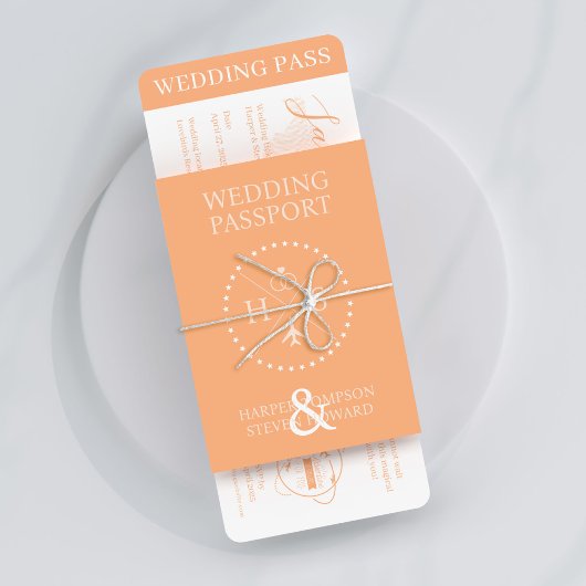 Invitation Porte-Faire-part de mariage Orange Passport