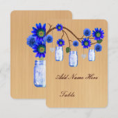 Invitation Porte-nom de table en pots Mason Bleu Rustique de  (Devant / Derrière)